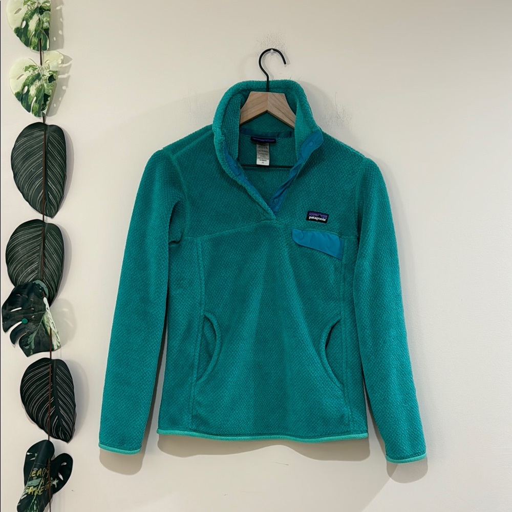 Patagonia Re-Tool‎ Snap Tee Fleece Sweater Women's XS- Teal Turquoise Blue
